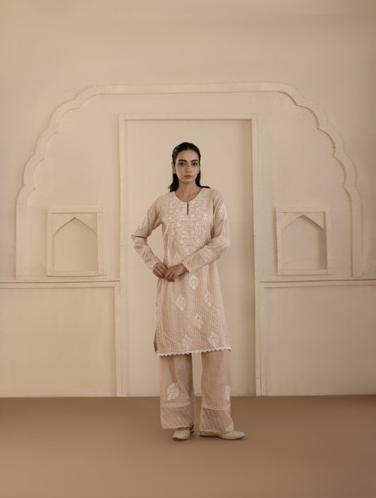Peach Tissue Tie-Up Co-ord Set