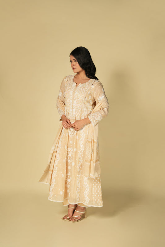 gold-tissue-chikankari-anarkali-set-side-view