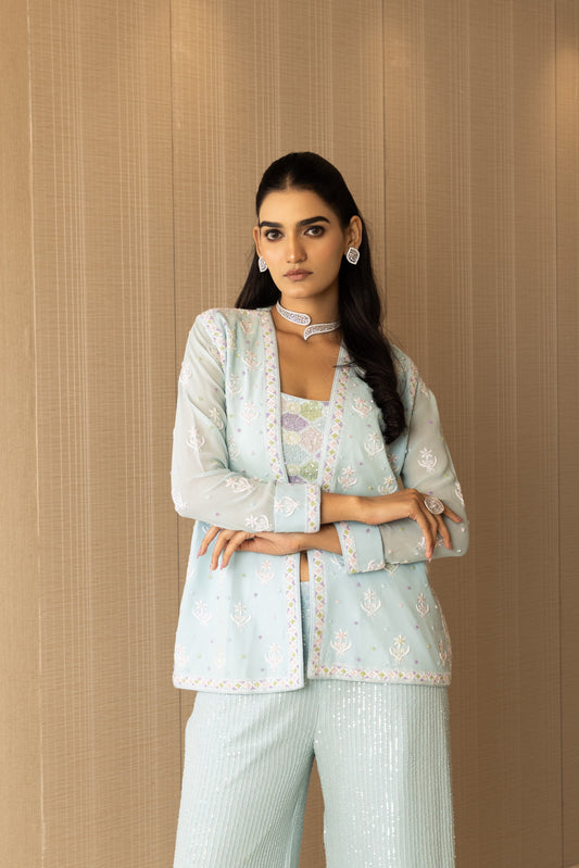 Ice Blue Embellished Co-ord Set