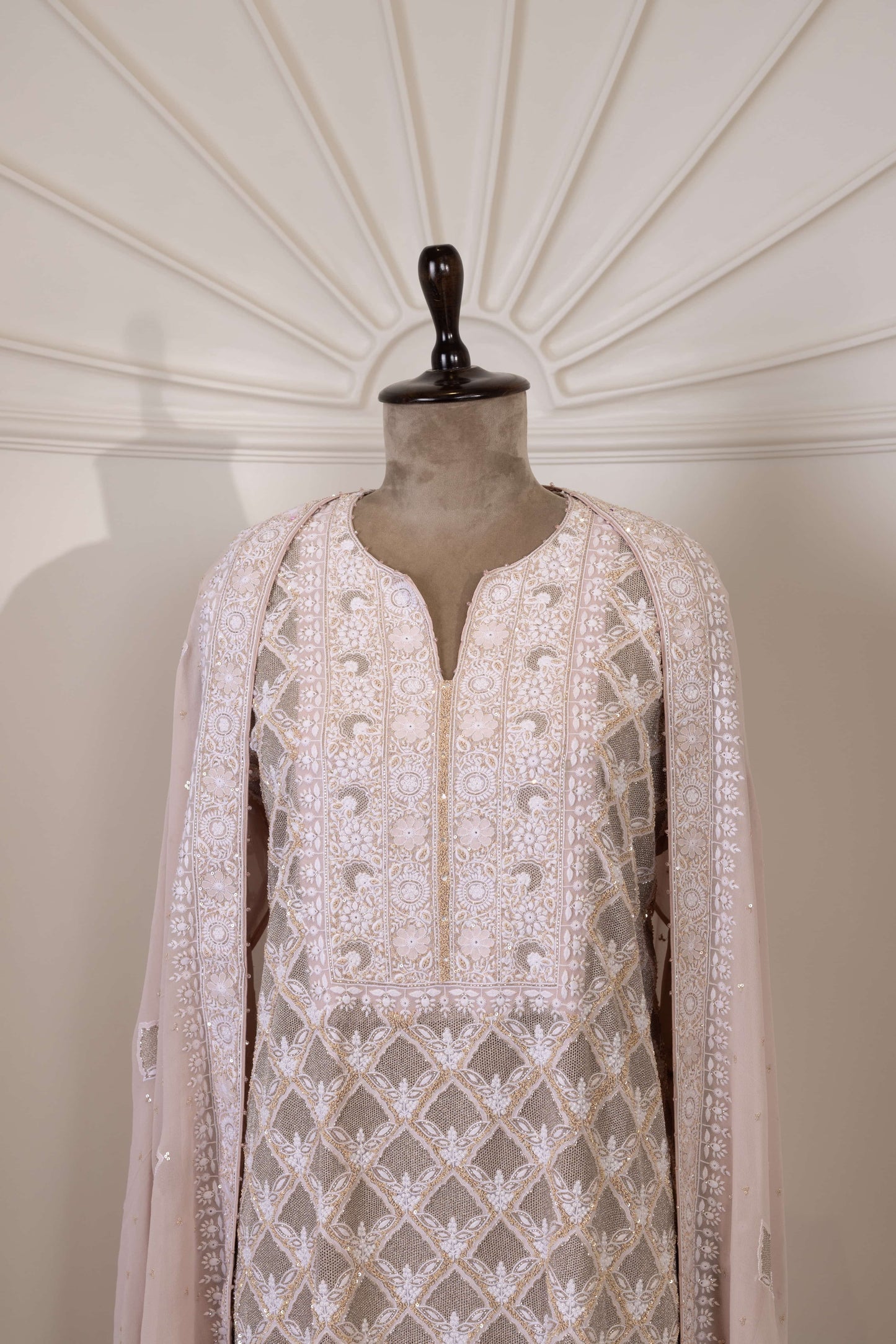Blush Jaali Embroidered Suit Set
