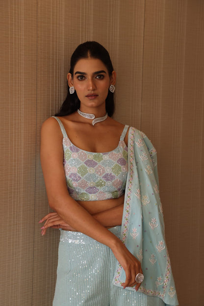 Ice Blue Embellished Co-ord Set