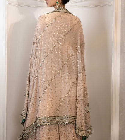 Champagne Emerald Mukaish Lehenga Set