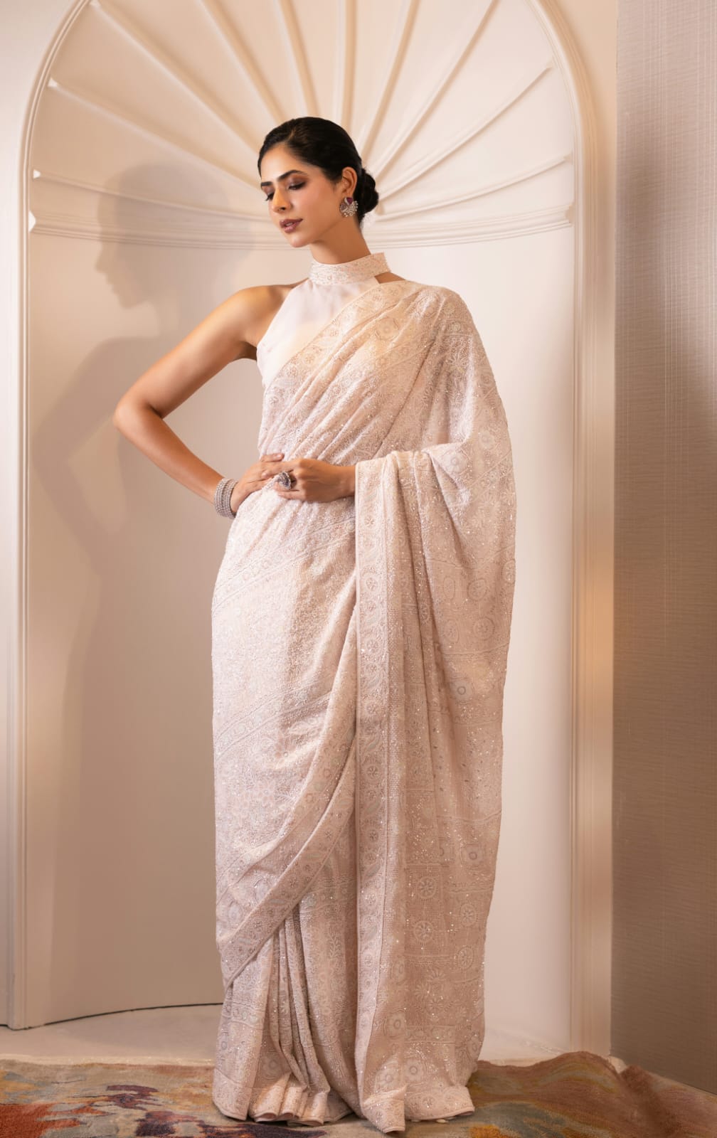 Rose Pink Do-Taar Embroidered Saree