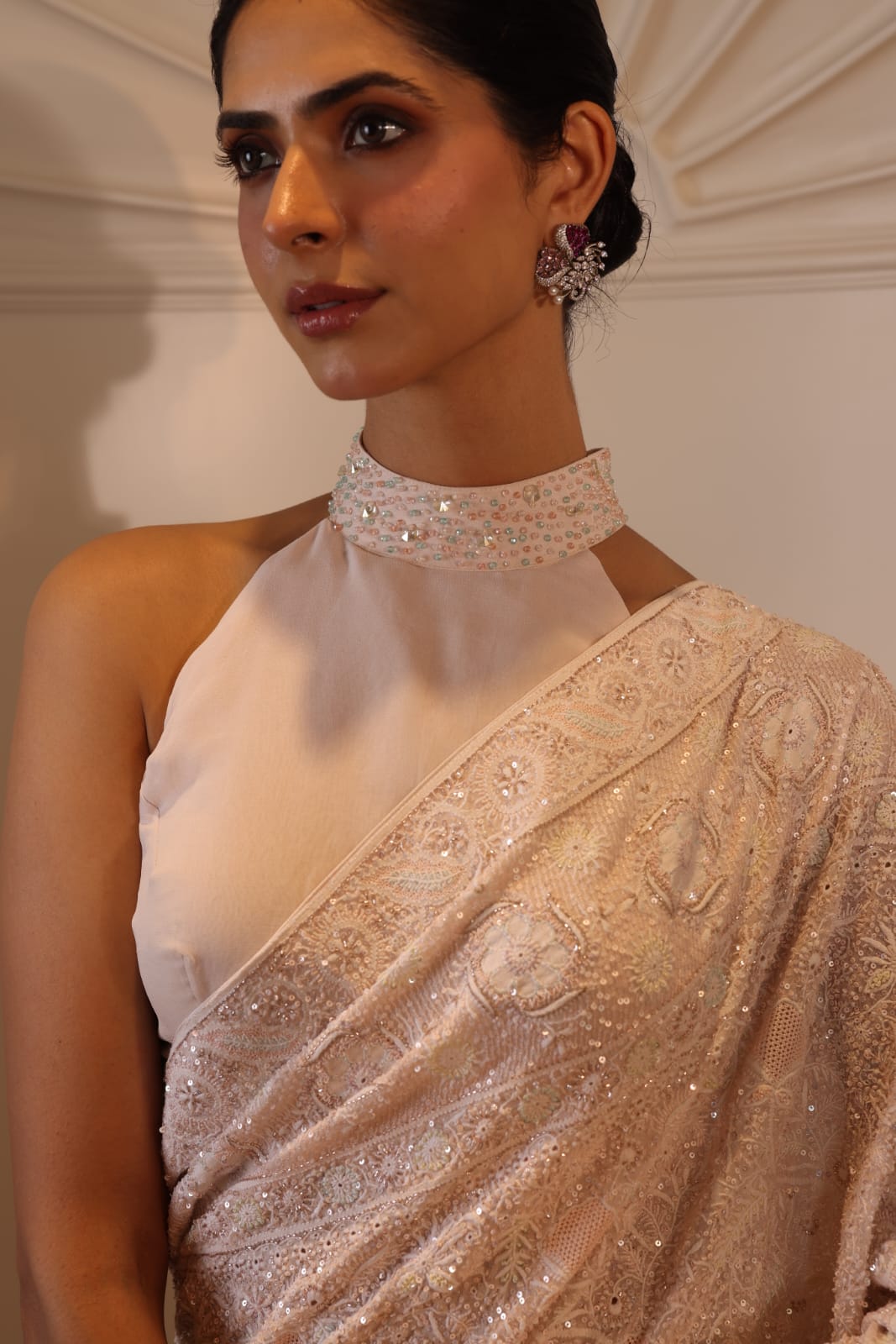 Rose Pink Do-Taar Embroidered Saree