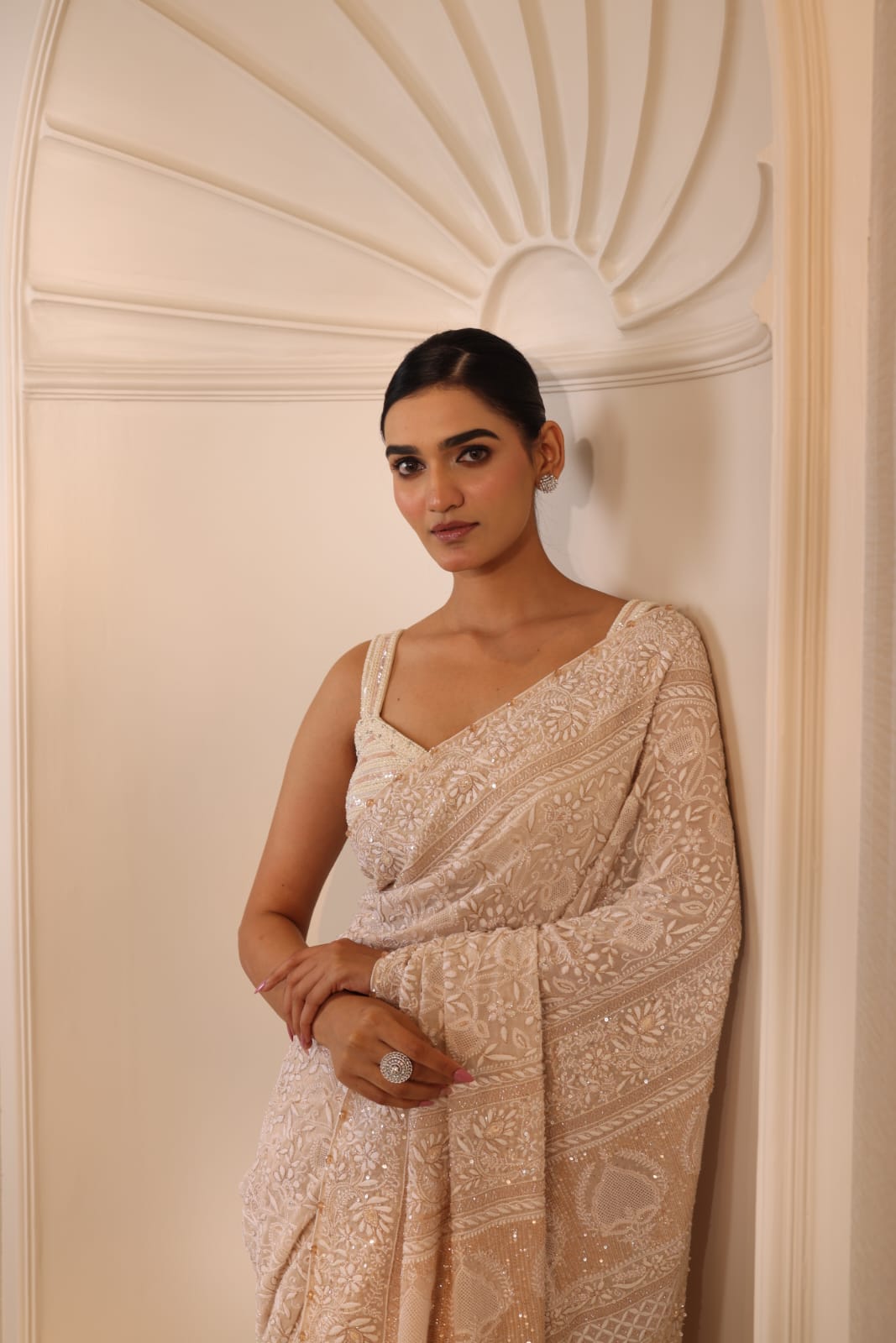 Ivory & Gold Do-Taar Embroidered Saree