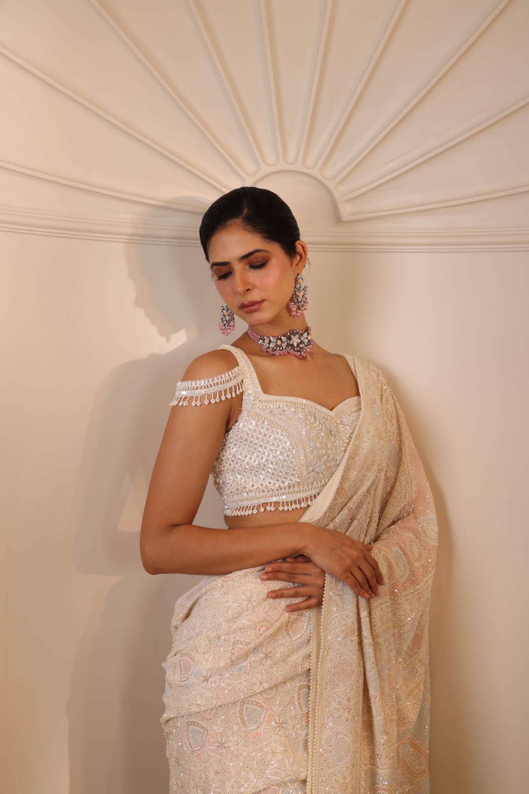 Multicolour Do-Taar Embroidered Saree