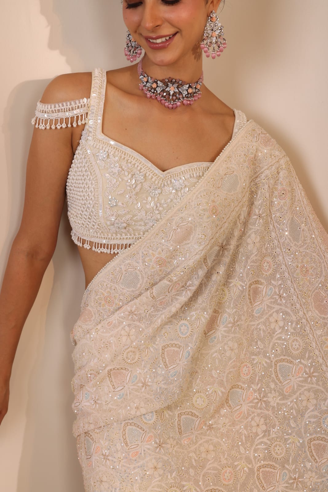 Multicolour Do-Taar Embroidered Saree