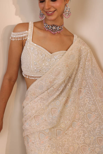Multicolour Do-Taar Embroidered Saree