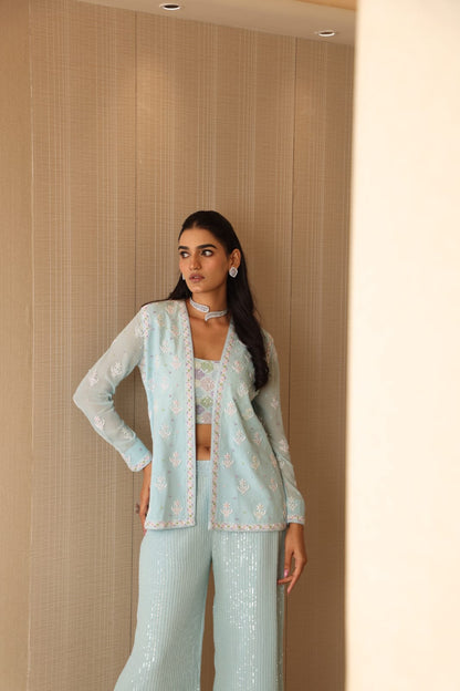Ice Blue Embellished Co-ord Set