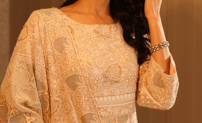 Ivory Anarkali with Kasab Jaali Set