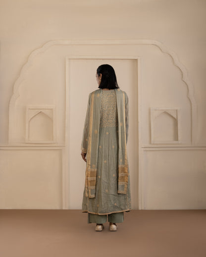 Sage Green Tissue Angarkha Set