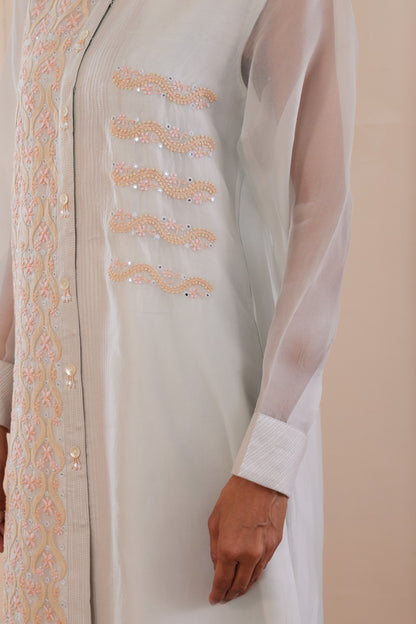 Alice Blue Chikankari Co-ord Set