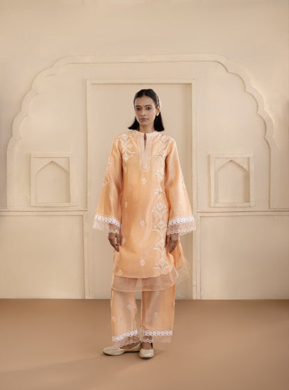 Peach Chanderi Silk Co-ord Set