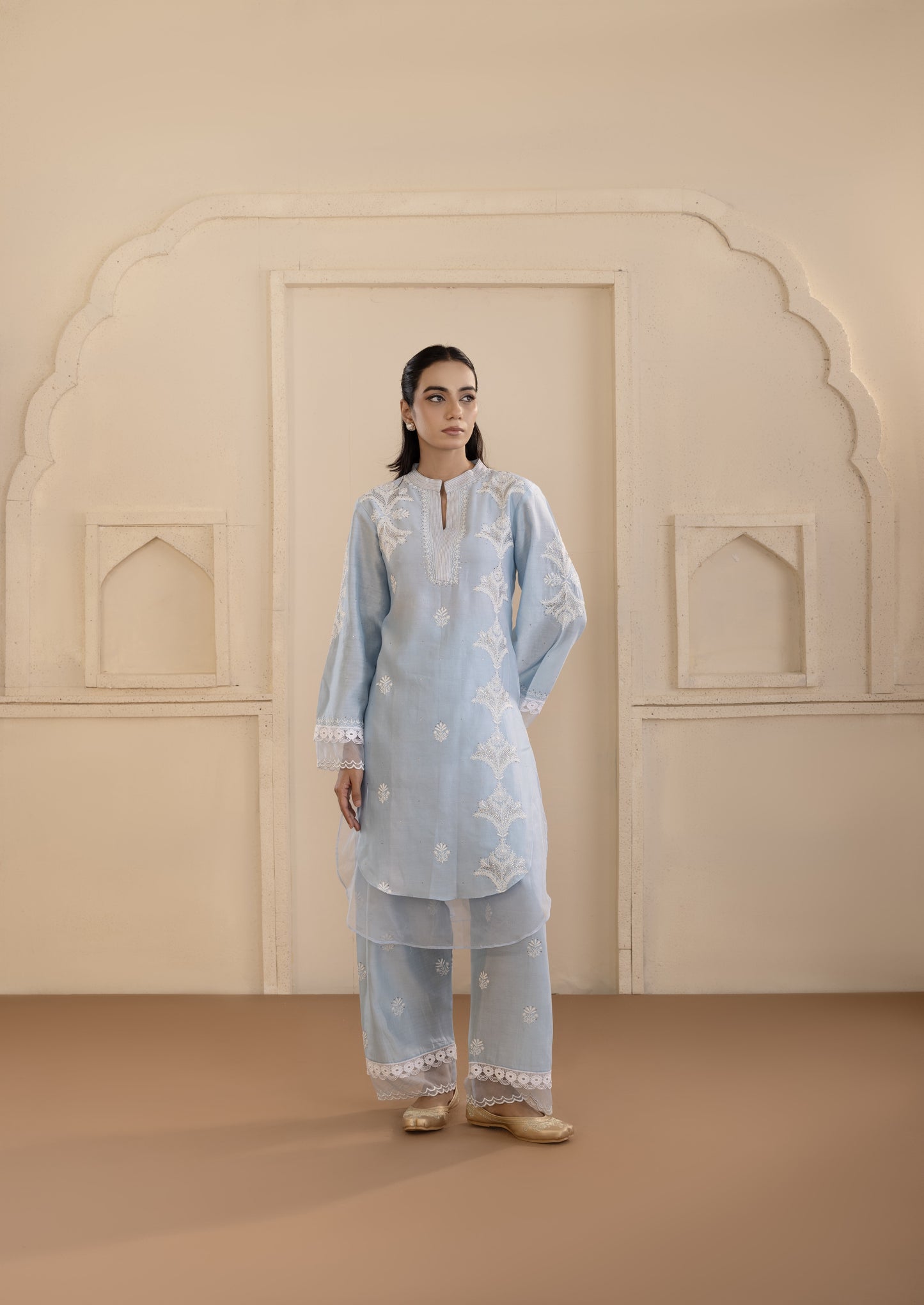 Ice Blue Chanderi Silk Co-ord Set