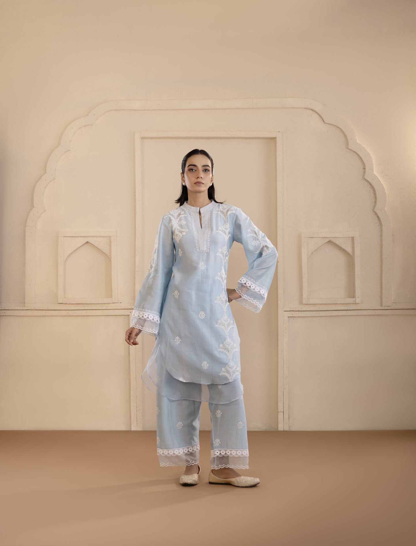 Ice Blue Chanderi Silk Co-ord Set