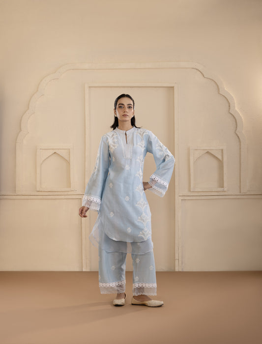 Ice Blue Chanderi Silk Co-ord Set