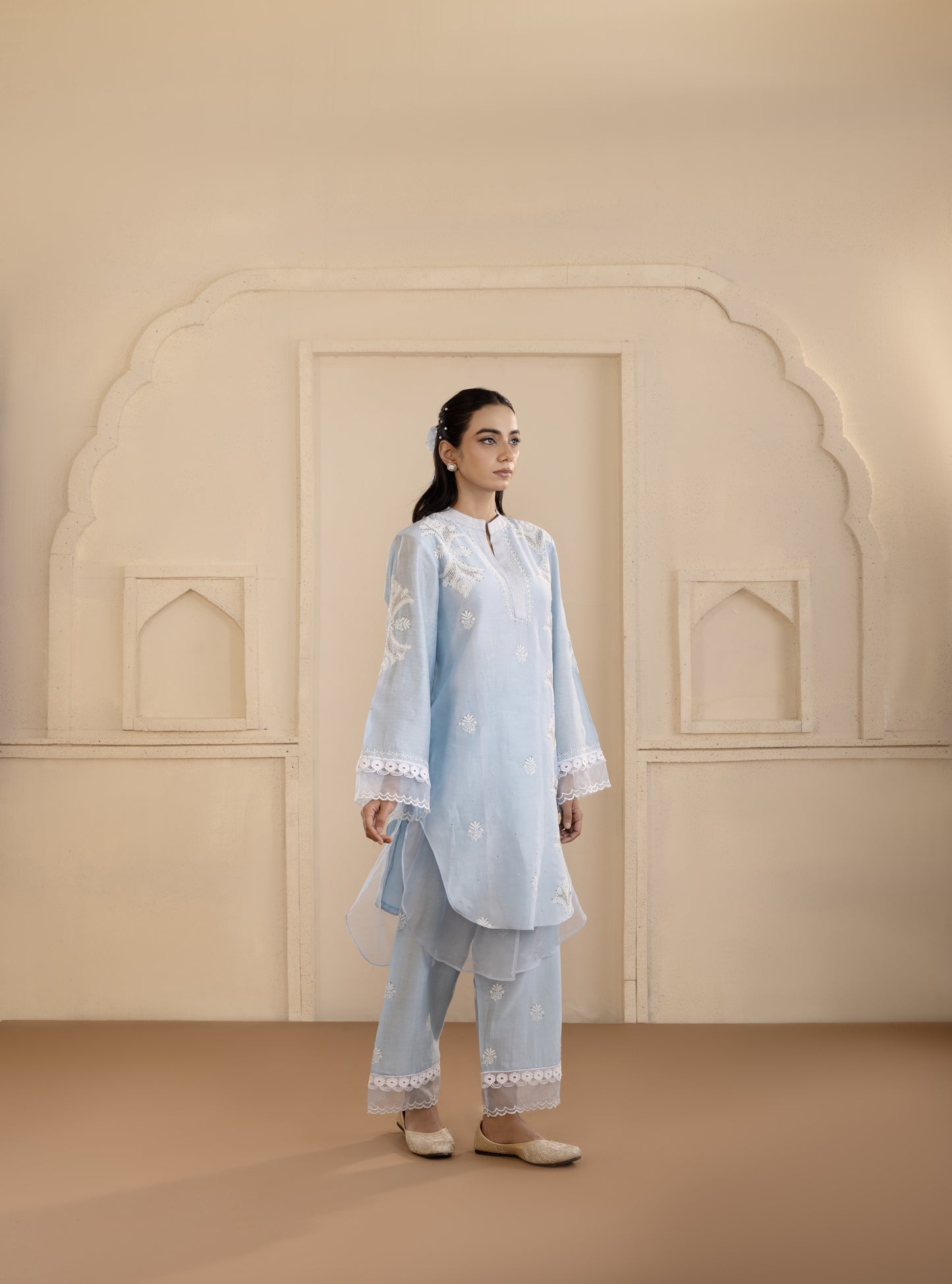 Ice Blue Chanderi Silk Co-ord Set
