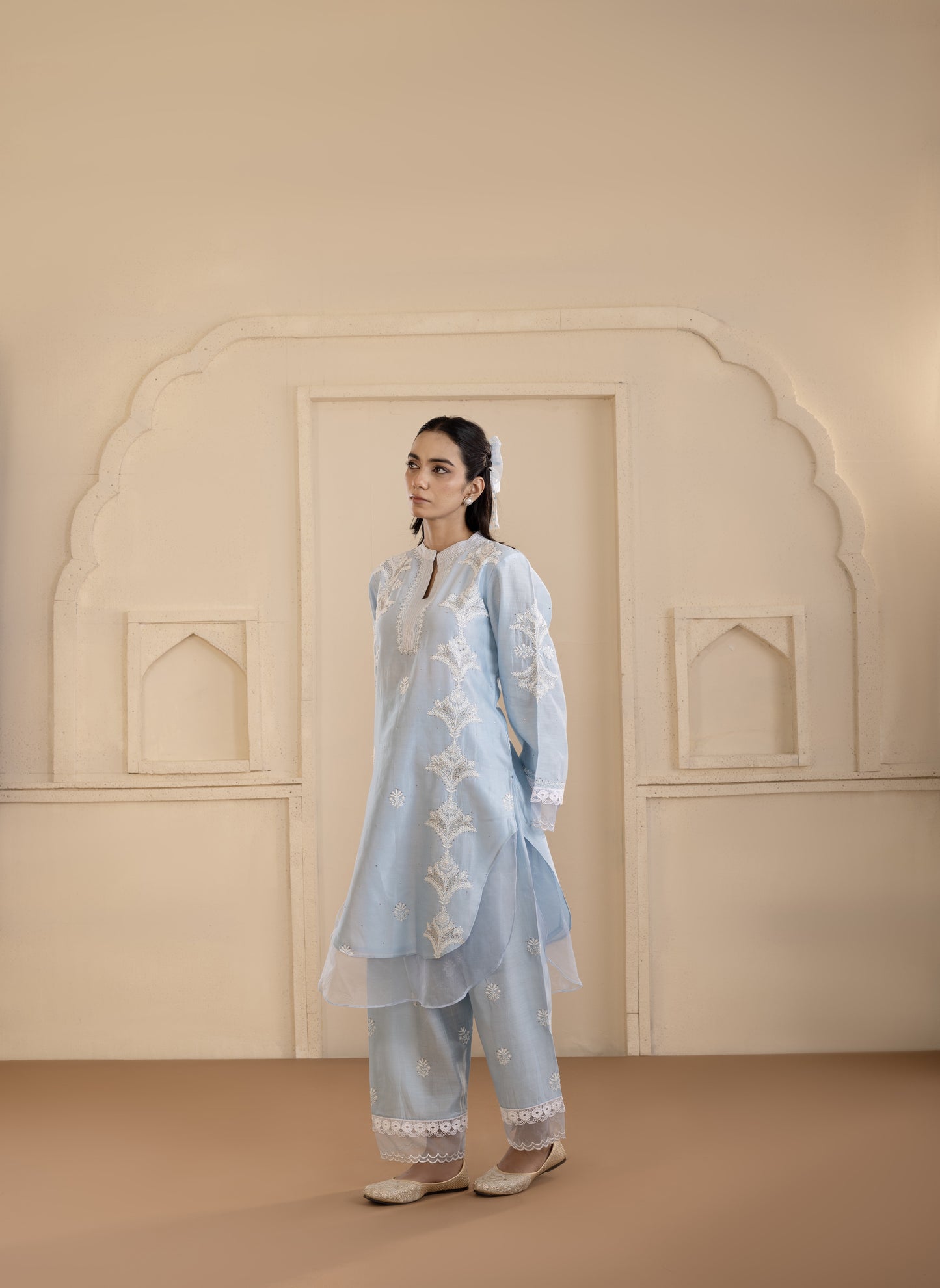 Ice Blue Chanderi Silk Co-ord Set