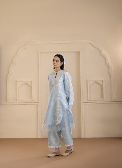 Ice Blue Chanderi Silk Co-ord Set