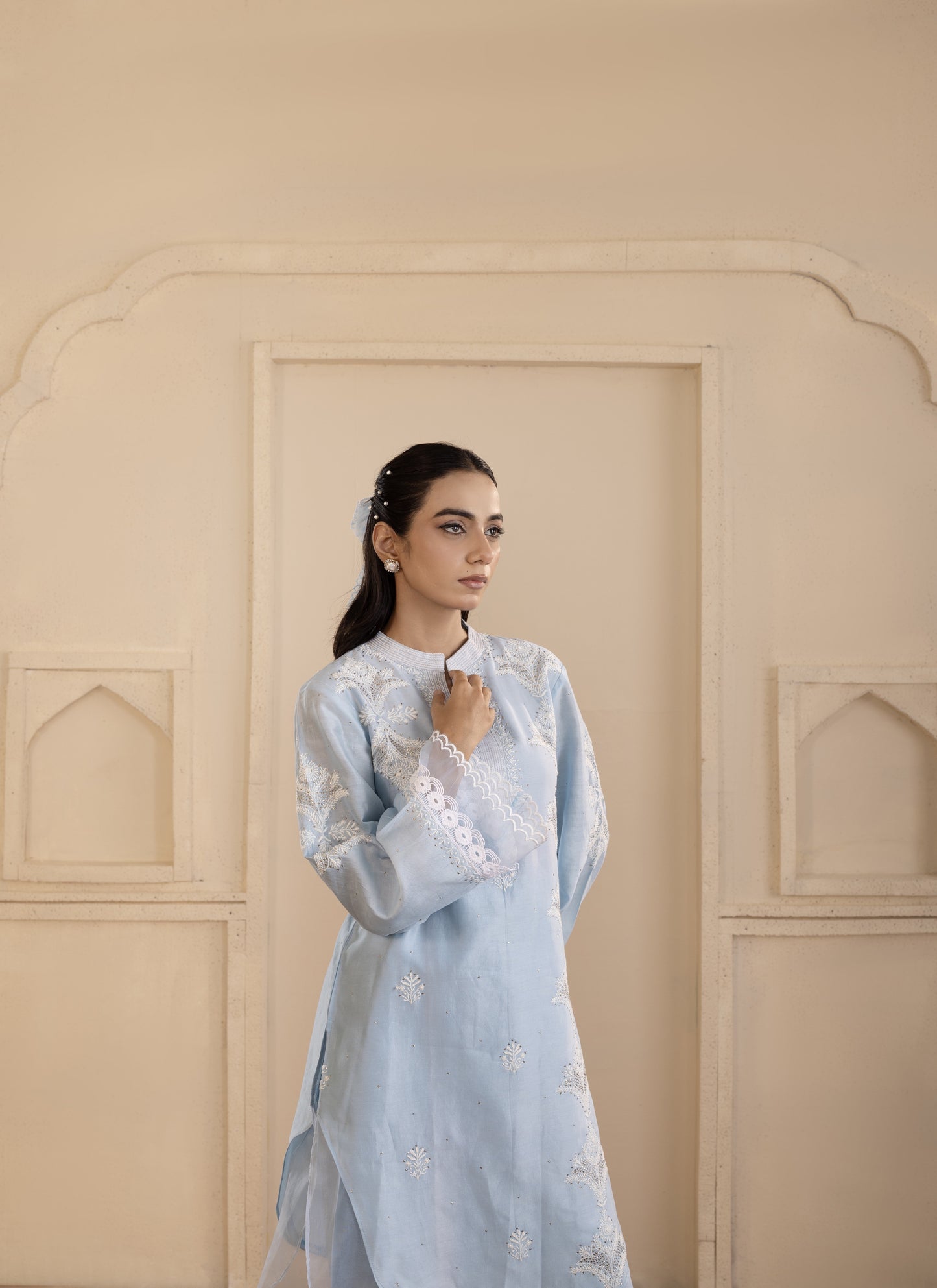 Ice Blue Chanderi Silk Co-ord Set