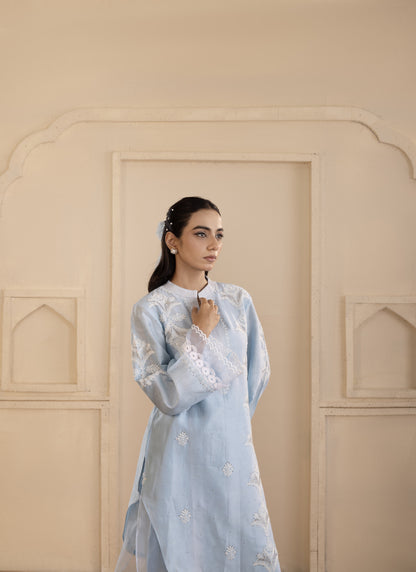Ice Blue Chanderi Silk Co-ord Set