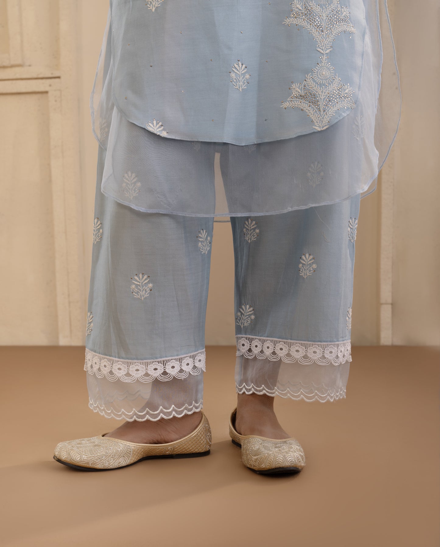 Ice Blue Chanderi Silk Co-ord Set