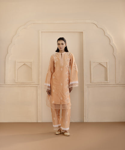 Peach Chanderi Silk Co-ord Set