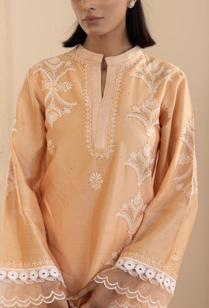 Peach Chanderi Silk Co-ord Set