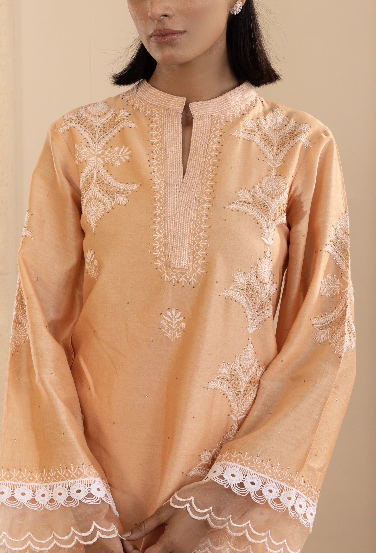 Peach Chanderi Silk Co-ord Set