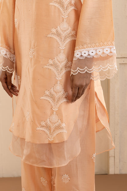 Peach Chanderi Silk Co-ord Set