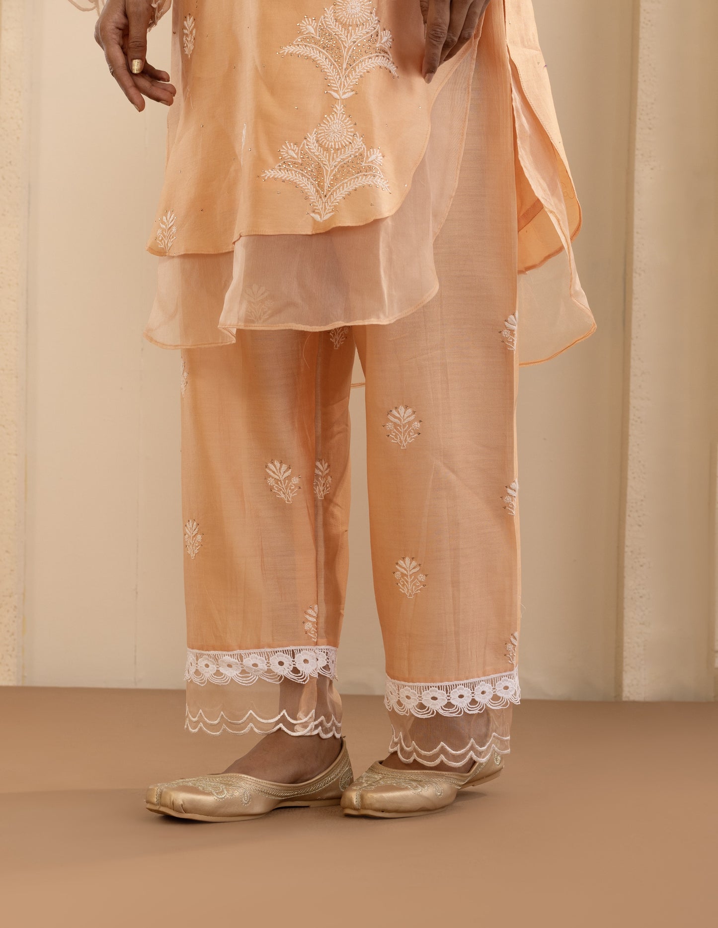Peach Chanderi Silk Co-ord Set