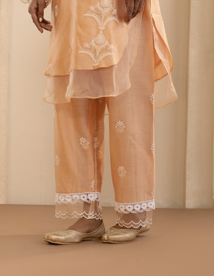 Peach Chanderi Silk Co-ord Set