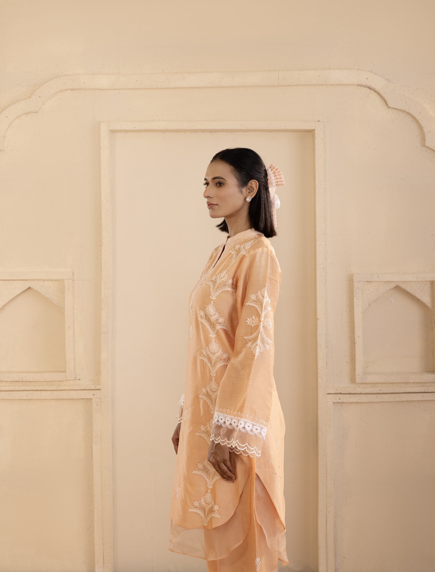 Peach Chanderi Silk Co-ord Set