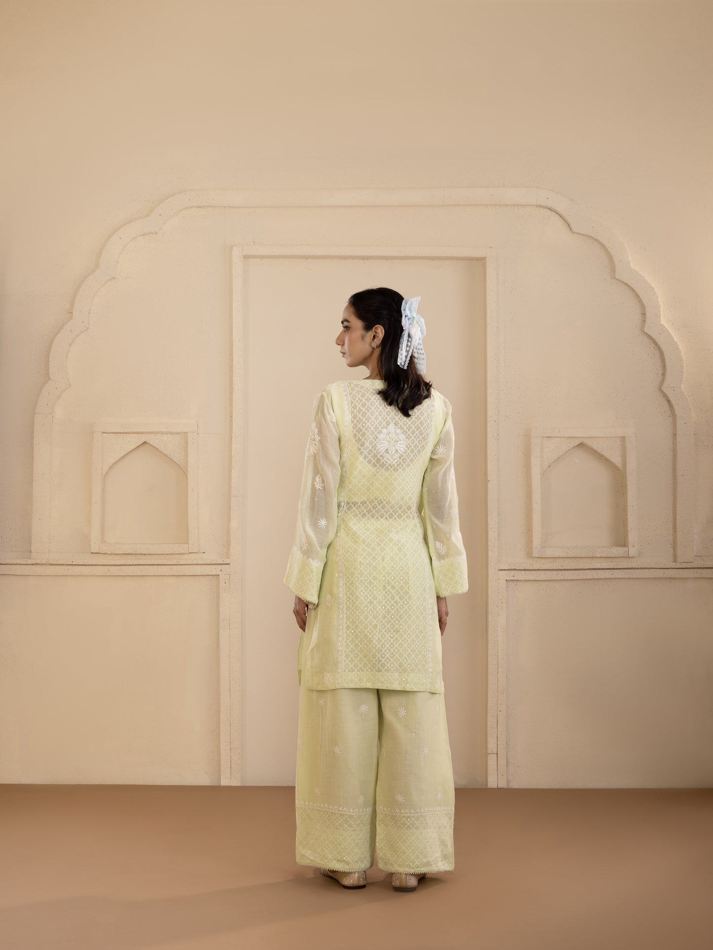 Lime Chikankari Jacquard Co-ord Set