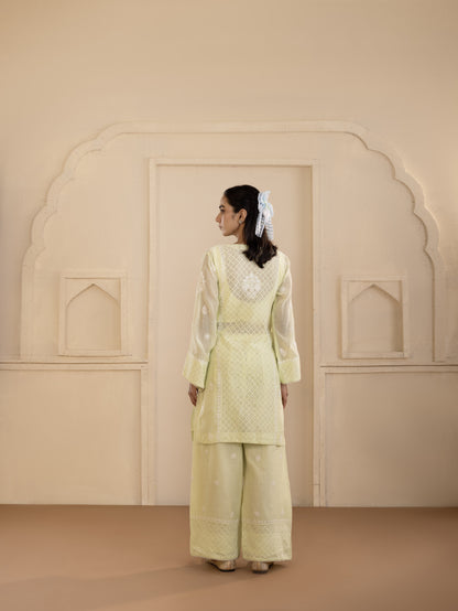 Lime Chikankari Jacquard Co-ord Set