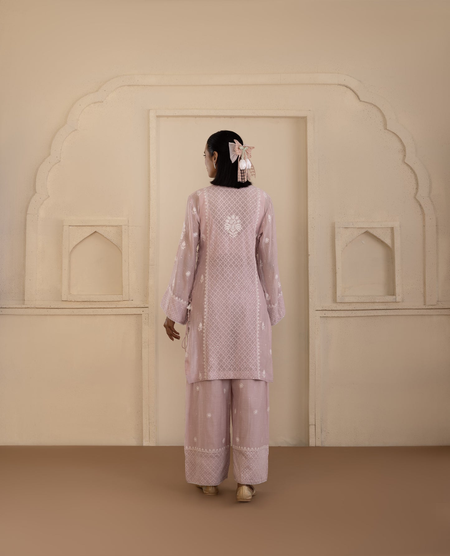 Mauve Chikankari Jacquard Co-ord Set