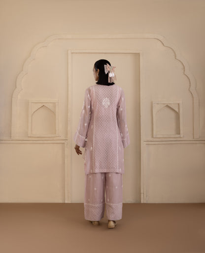 Mauve Chikankari Jacquard Co-ord Set