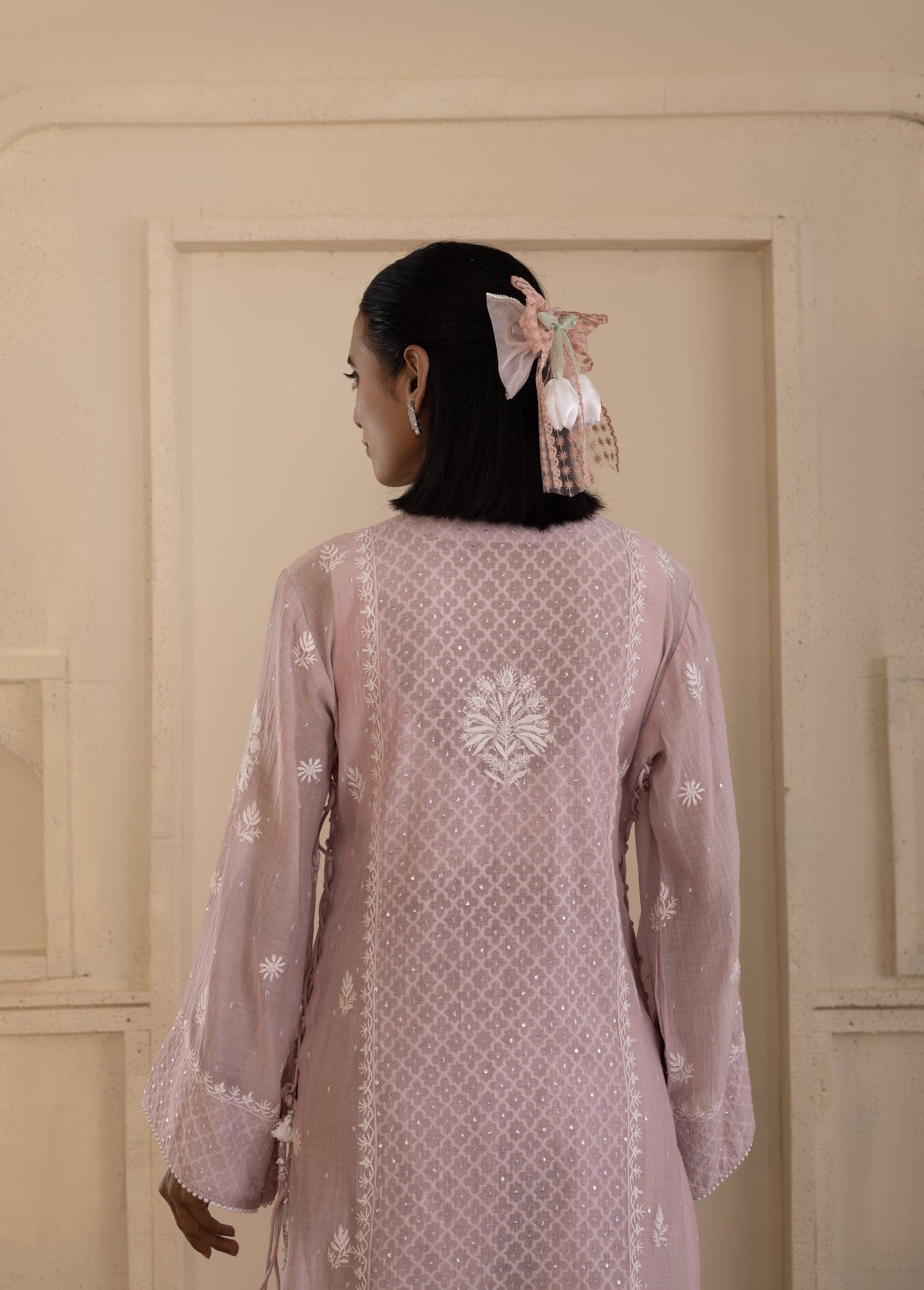 Mauve Chikankari Jacquard Co-ord Set