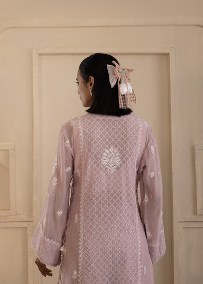 Mauve Chikankari Jacquard Co-ord Set