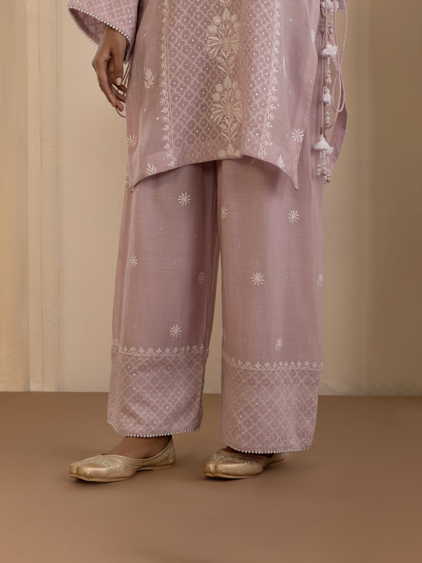 Mauve Chikankari Jacquard Co-ord Set