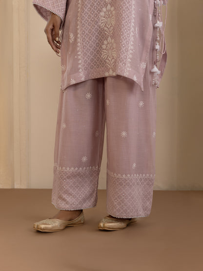 Mauve Chikankari Jacquard Co-ord Set
