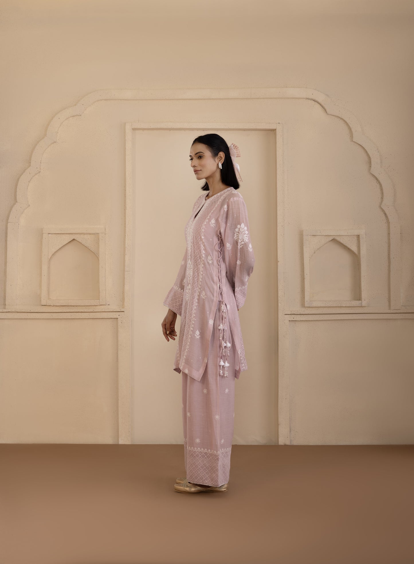 Mauve Chikankari Jacquard Co-ord Set