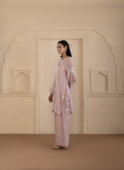 Mauve Chikankari Jacquard Co-ord Set
