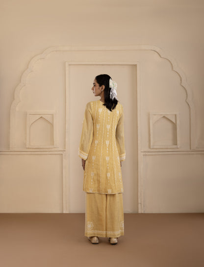 Golden Yellow Tissue A-Line Co-ord Set