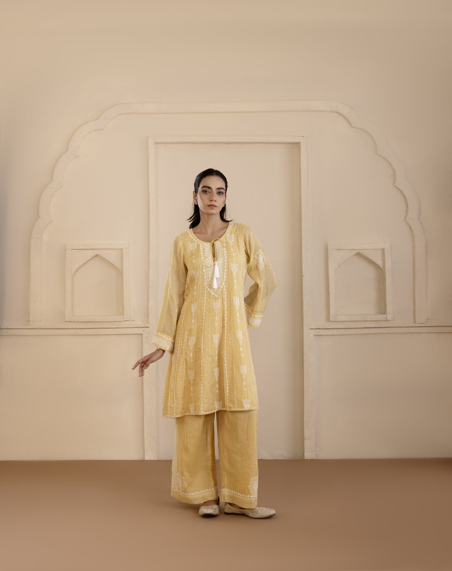 Golden Yellow Tissue A-Line Co-ord Set