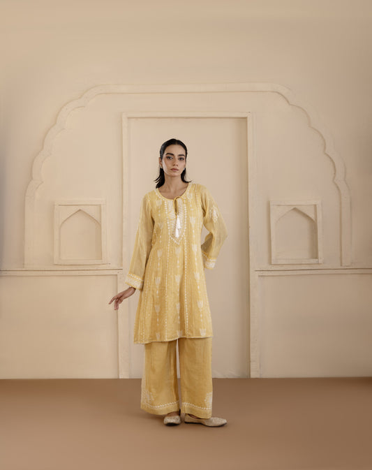Golden Yellow Tissue A-Line Co-ord Set
