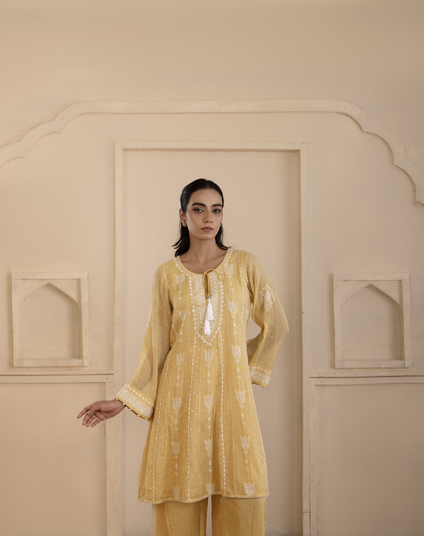 Golden Yellow Tissue A-Line Co-ord Set