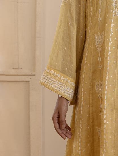 Golden Yellow Tissue A-Line Co-ord Set