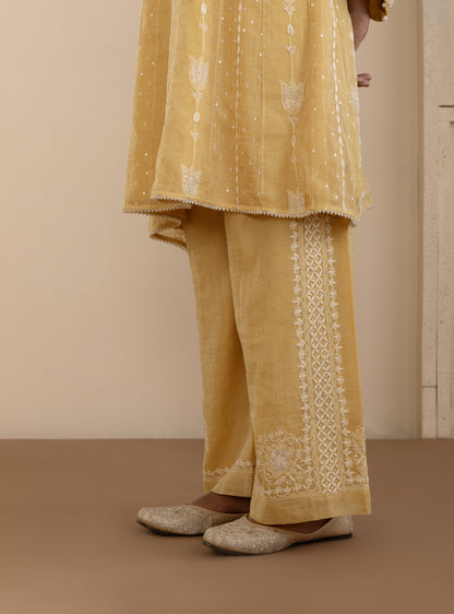 Golden Yellow Tissue A-Line Co-ord Set