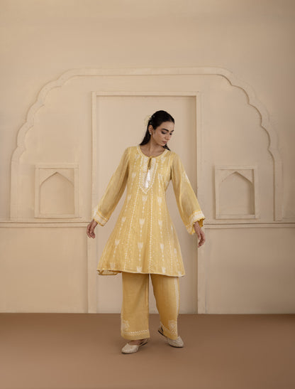 Golden Yellow Tissue A-Line Co-ord Set